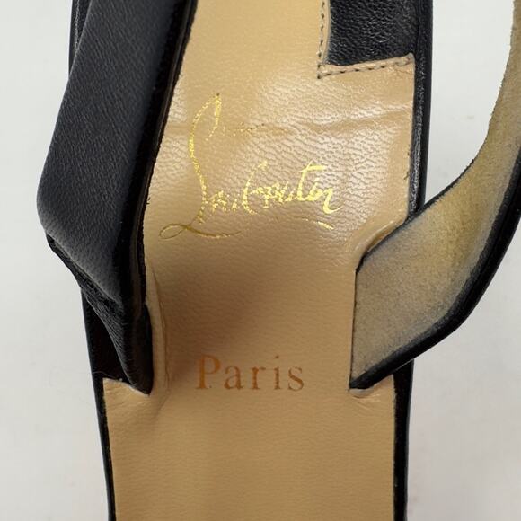 Christian Louboutin Actina Black Leather Slingback Pumps - Picture 13 of 14